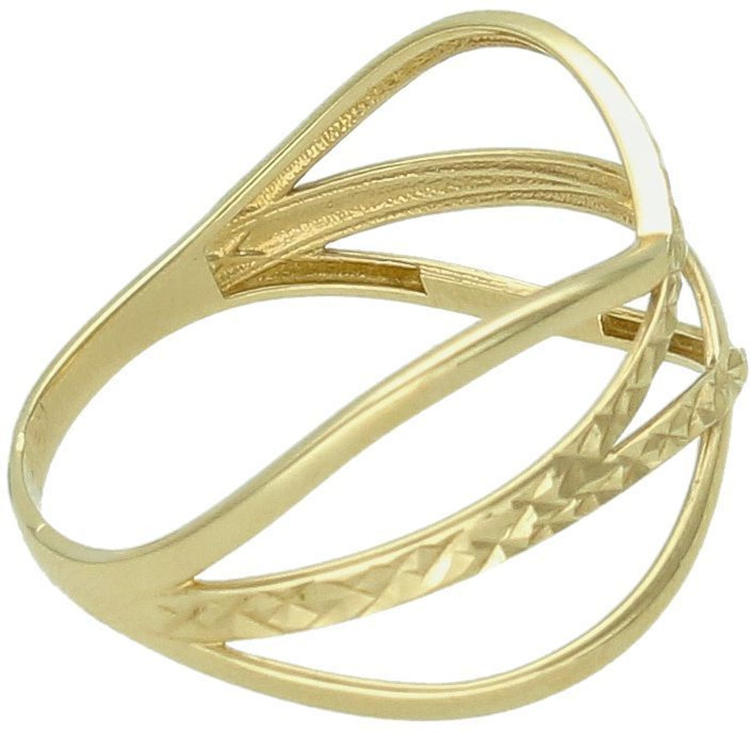 Pierścionek złoty 585 szeroki z grawerowaniem PI 3056 Ażurowy pierścionek złoty wykończony wyjątkowymi detalami o misternym szlifie. Połączenie delikatnych refleksów złota błyszczącym grawerem 1.jpg